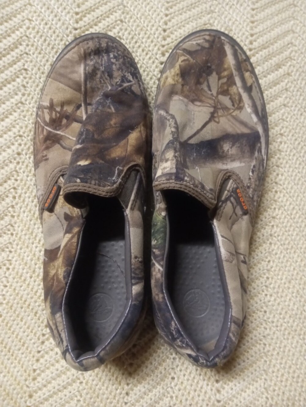 CROCS Men's Slip-On Camouflage Loafers in Brown and Green
